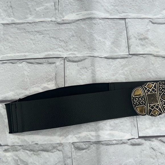 Chico’s black leather boho studded metal belt size small - Picture 5 of 8